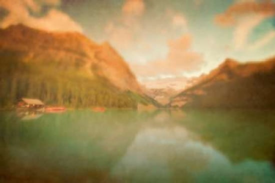 Sunrise At Lake Louise Canvas Art - Roberta Murray (12 x 18)