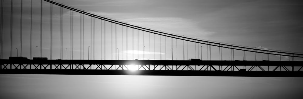 Sunrise Bay Bridge San Francisco CA USA Canvas Art - Panoramic Images (6 x 18)