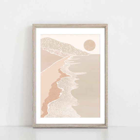 Sunrise Beach Abstract Art Poster Pastel Coastal Wall Decor, 8x12 UNFRAMED