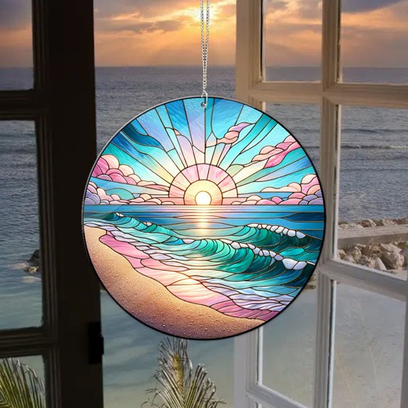 Sunrise Beach Acrylic Suncatcher Faux Window Hanging