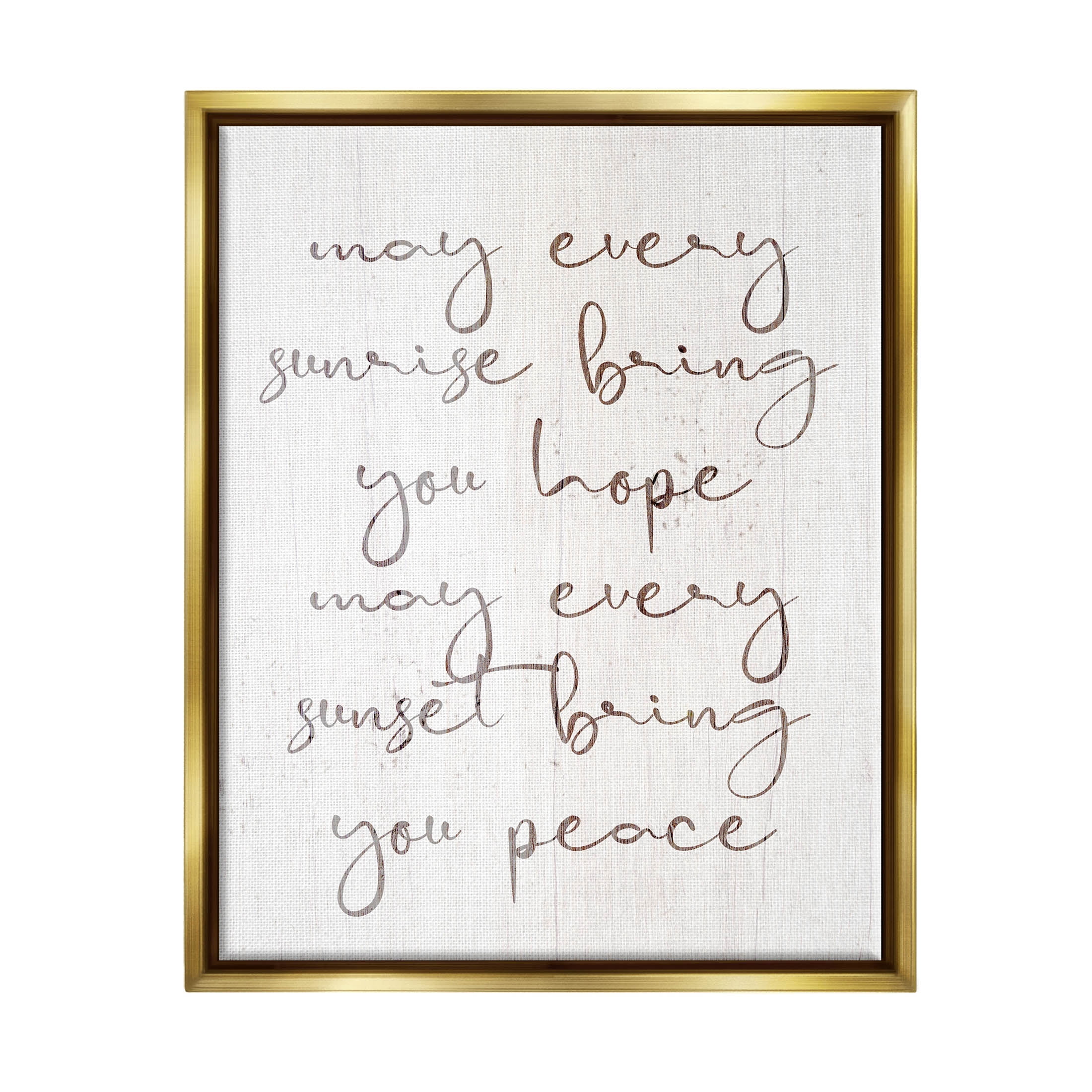 Sunrise Bring You Hope Uplifting Phrase Inspirational Graphic Art Metallic Gold Framed Art Print Wall Art