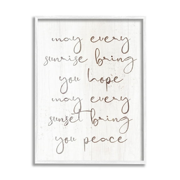 Sunrise Bring You Hope Uplifting Phrase Inspirational Graphic Art White Framed Art Print Wall Art