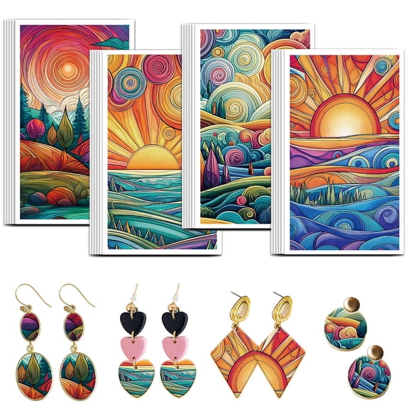 Sunrise Clay Transfer Paper 4 Design 24Pcs Sunset Clay Transfers Paper