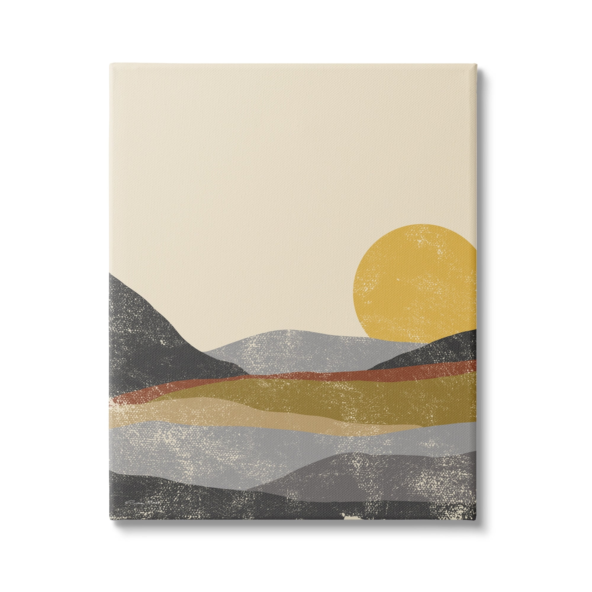 Sunrise Cliffs Modern Blocked Landscape Grunge Pattern 16" x 20" Framed Painting Canvas Art Print, by Stupell Home Décor