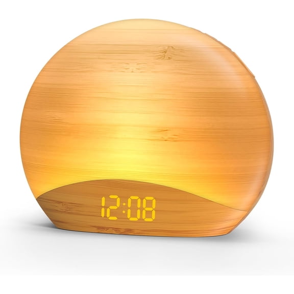 Sunrise Clock with Speaker & FM Radio, Gradual Wake Up Light, Digital Dimmable Clock, Bedroom Lamps, 8 Color Night Lights, Decor, Clock for Adult,