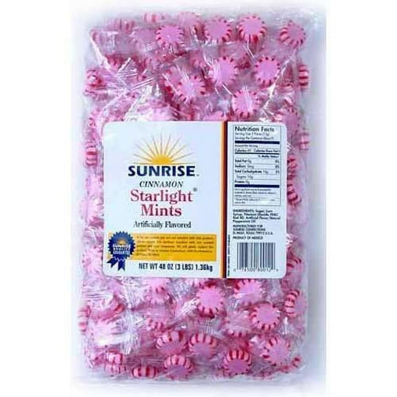 Sunrise Confections Cinnamon Starlight Mints, S8148805, 3 lb Bag, 8/Case (792)