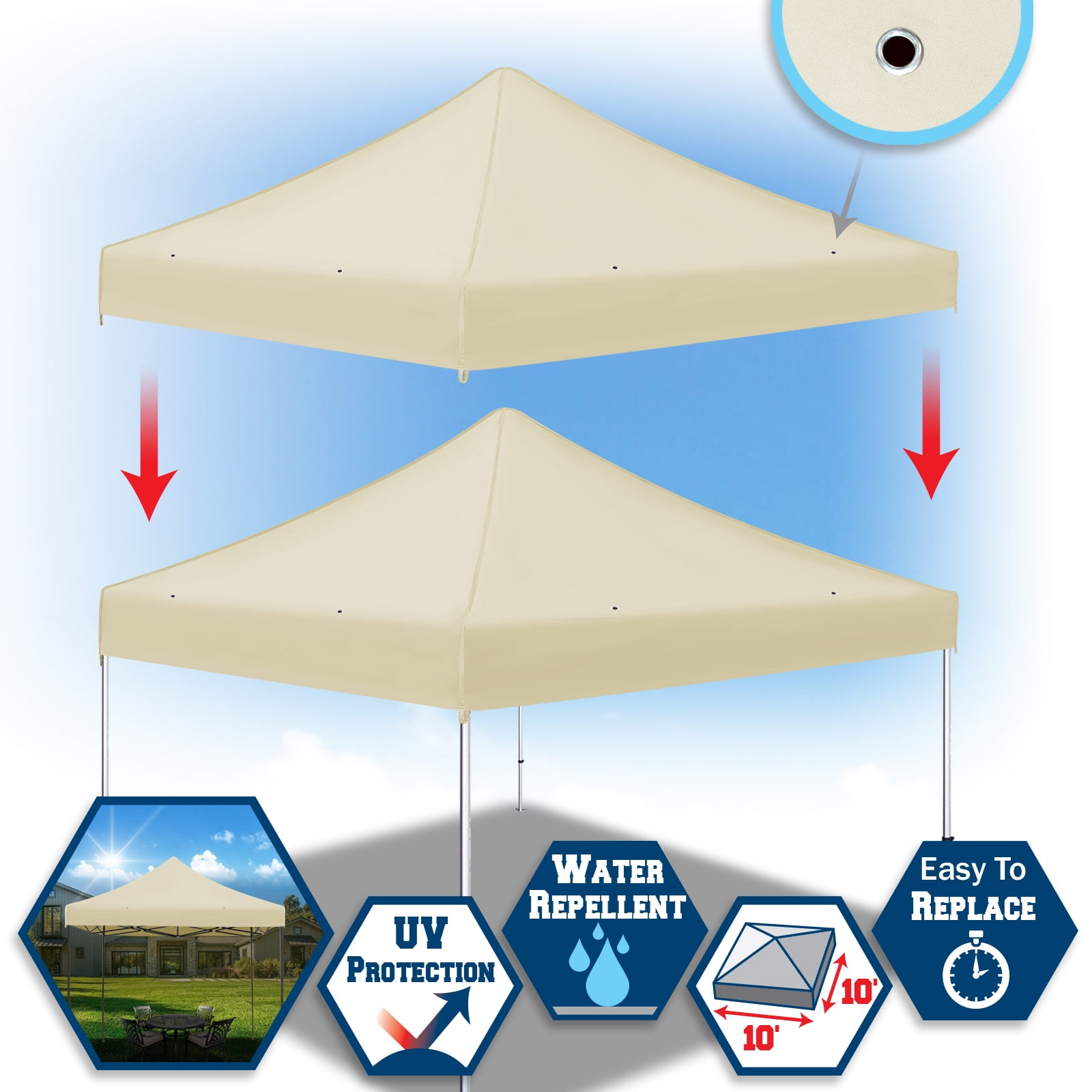 Sunrise Ez pop Up Instant Canopy 10'X10' Replacement Top Gazebo
