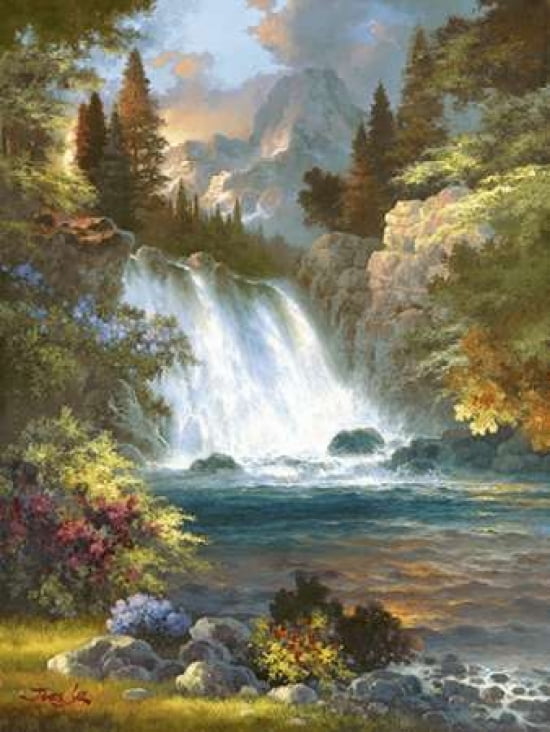 Sunrise Falls Canvas Art - James Lee (18 x 24)