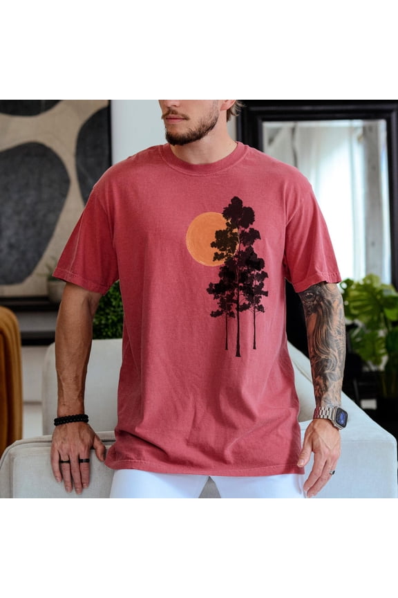 Sunrise Forest Nature Men'S Camping Hiking Graphic Outdoors Adventure T-Shirt Mountain Gift T-Shirt