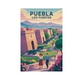 thumbnail image 1 of Sunrise Fort Wall Art Los Fuertes Puebla Mexico Vintage Travel Poster Historic Stone Pathways Gardens Canvas Poster, 1 of 8