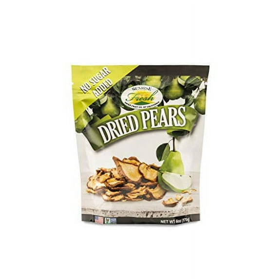 Sunrise Fresh Dried Fruit Company California Dried Pears - Packed in Resealable Bag, Dehydrated Fruit No Sugar Added - Unsweetened Dried Fruit Pear, Low Cholesterol, Low Fat & High Fiber Fruits 6 Oz.