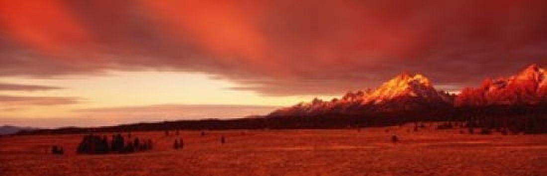Sunrise Grand Teton National Park WY USA Canvas Art - Panoramic Images (18 x 6)