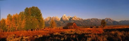 Sunrise Grand Teton National Park WY USA Canvas Art - Panoramic Images (36 x 12)