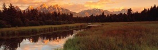 Sunrise Grand Teton National Park Wyoming USA Canvas Art - Panoramic Images (36 x 12)