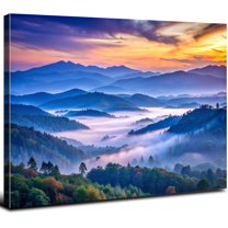 Sunrise Great Smoky Mountain Wall Art Nature Forest Scenery Posters Bedroom Decor USA National Park Landscape Picture Canvas Print Modern Artwork for Living Room Bathroom Office Home Decoration 12x16"