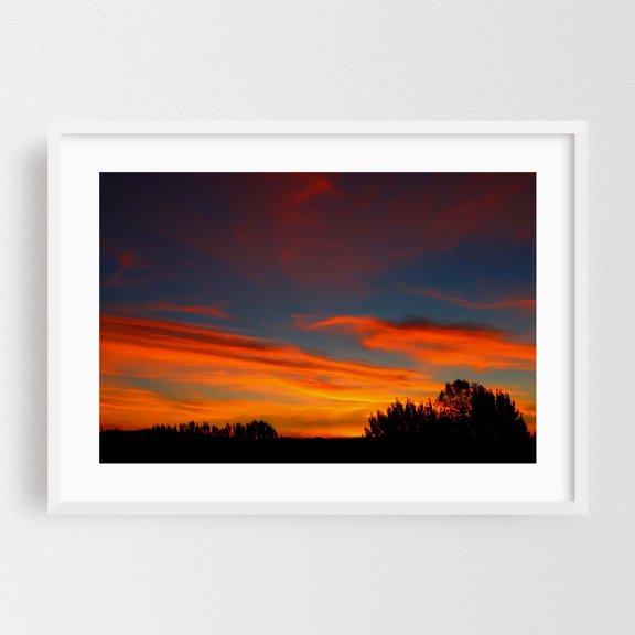 Sunrise Haven - Boise Idaho Photography Sunset Silhouette Nature Landscape Scenic Autumn Woods White Framed Wall Art Print 5 x 7 inches