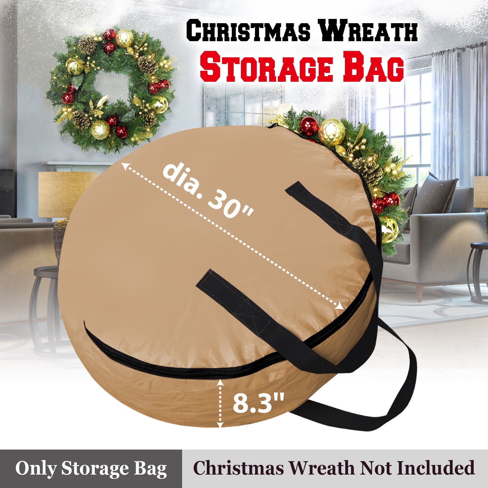 Sunrise Heavy Duty Christmas Wreath Storage Bag Xmas Holiday Wreath