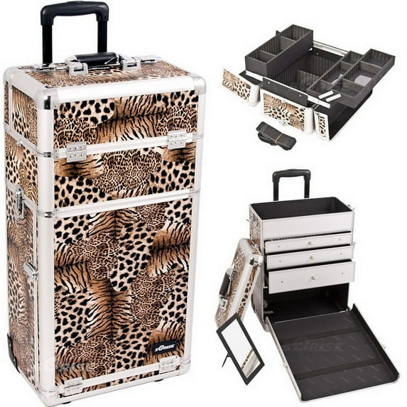Sunrise I3263LPBR Leopard Trolley Makeup Case - I3263