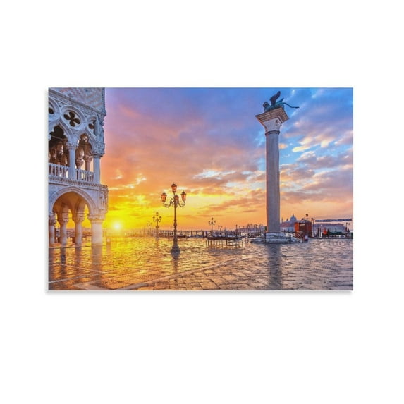 Sunrise In Venice Italy Canvas Art Poster And Wall Art Picture Print Modern Family Bedroom Decor Posters,Unframe-style,24x36inch(60x90cm)