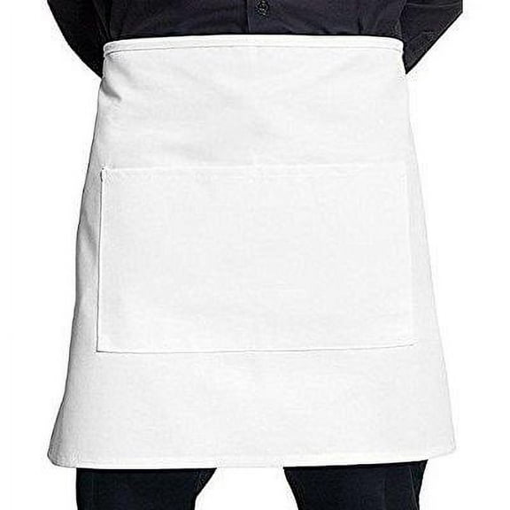 Sunrise Kitchen Supply White Half Bistro Apron, 2 Pockets, 19"L By 27"W