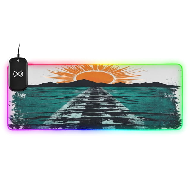 Sunrise Large RGB Gaming Mouse Pad with Fast Wireless Charging, 35.4 ...