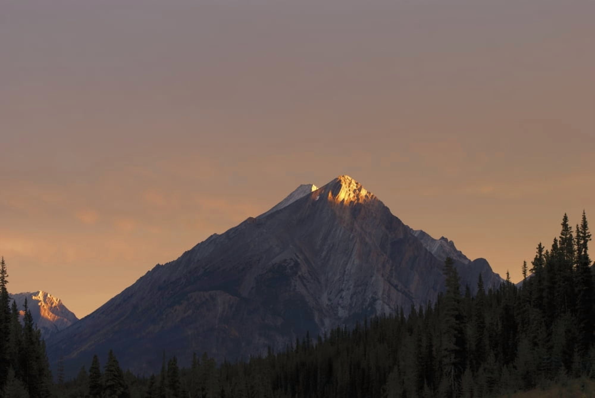 Sunrise Lights Up A Mountain Peak Alberta Canada Canvas Art - Philippe Widling Design Pics (19 x 12)