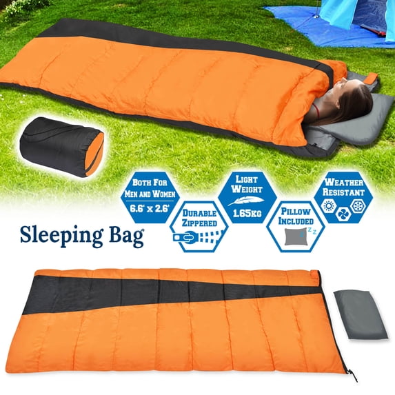 Sunrise Lightweight Sleeping Bag Backpacking Sleeping Bag for Indoor/Outdoor use, with Pillow
