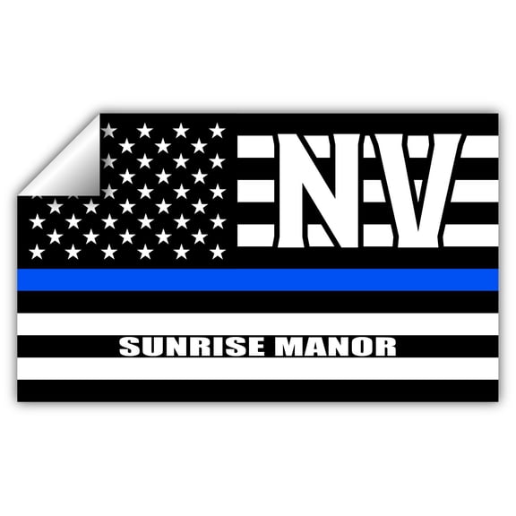 Sunrise Manor NV Nevada Clark County Thin Blue Line Stealthy USA Flag - Honoring Law Enforcement Officers Flags - Blue Lives Matter Euro Decal Bumper Sticker 3M Vinyl 3" x 5"