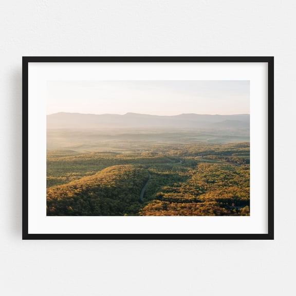 Sunrise from Massanutten 01 - Luray Virginia Photography Landscape Nature Forest Mountain Scenic Rural Autumn Black Framed Wall Art Print 5 x 7 inches