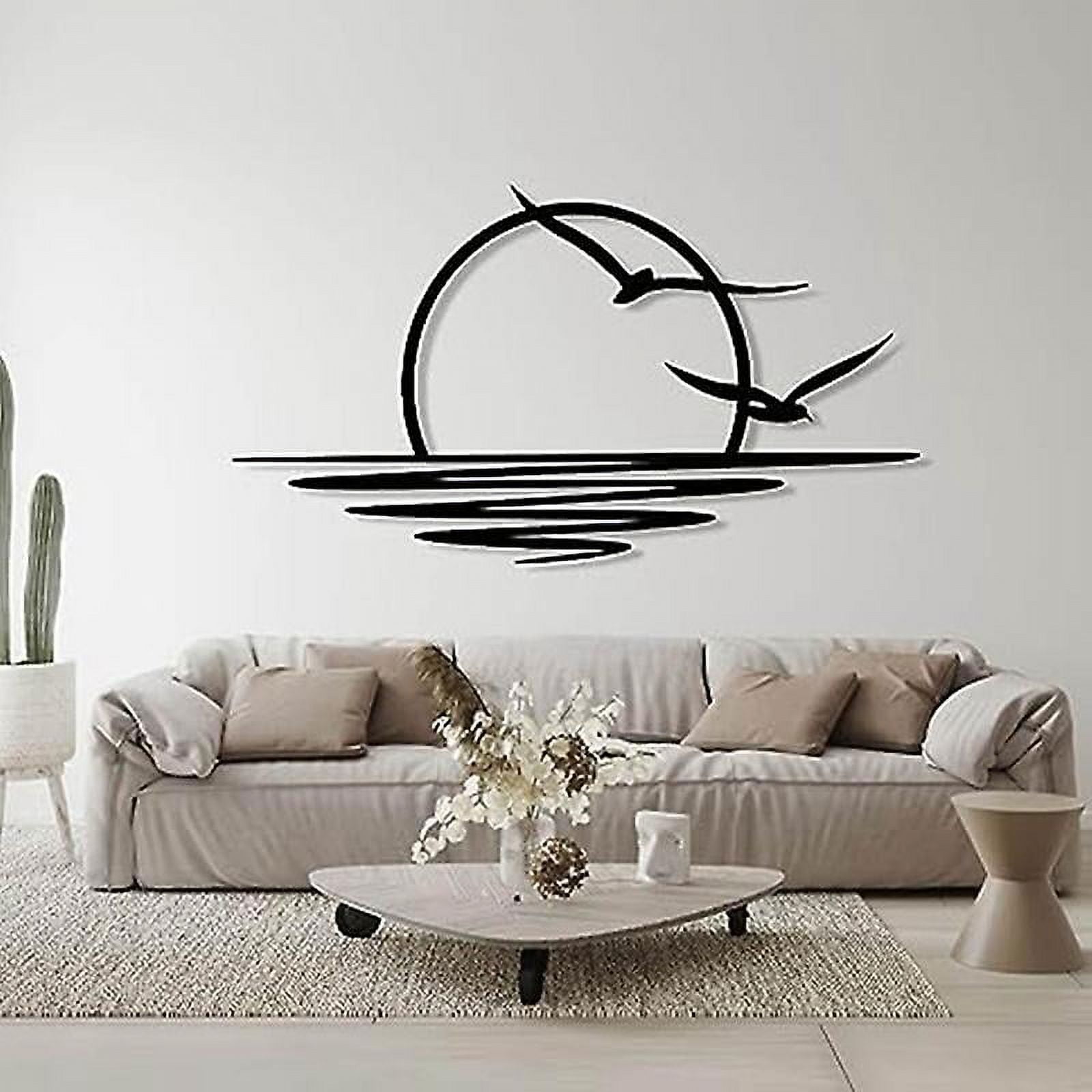 Sunrise Metal Wall Art, Sun and Seagulls Wall Decor, Metal Wall Decor