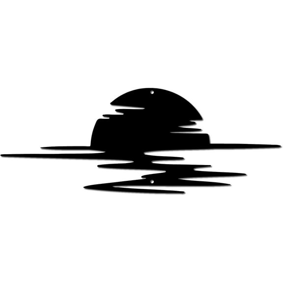 Sunrise Metal Wall Decor Metal Sunset Wall Art Decor Black Sea Laser Cut Hanging Ornament Wall Decoration Sunshine Sculpture Minimalist Gift for Natural Landscape Bedroom Home 15.7x6Inch