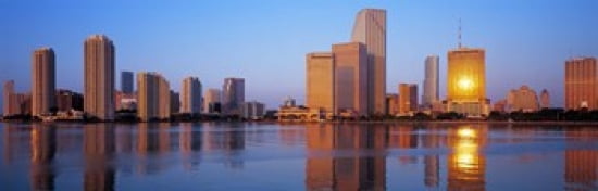 Sunrise Miami Florida USA Canvas Art - Panoramic Images (36 x 12)