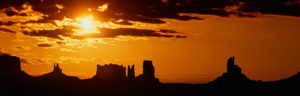 Sunrise Monument Valley Arizona Canvas Art - Panoramic Images (36 x 12)