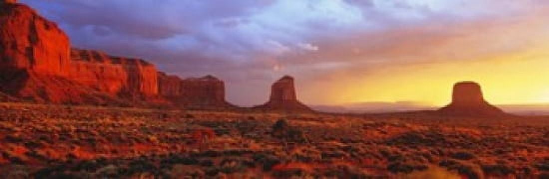 Sunrise Monument Valley Arizona USA Canvas Art - Panoramic Images (18 x 6)