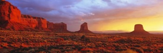 Sunrise Monument Valley Arizona USA Canvas Art - Panoramic Images (36 x 12)