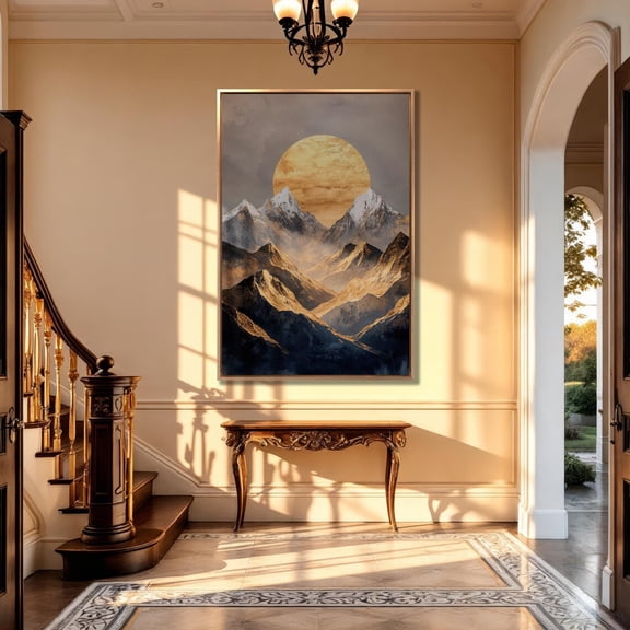 Sunrise Mountain Art Abstract Landscape, Ready To Hang, 8x12 UNFRAMED