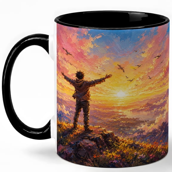 Sunrise Mountain View 11oz Ceramic Mug, Hopeful Sky Coffee Cup