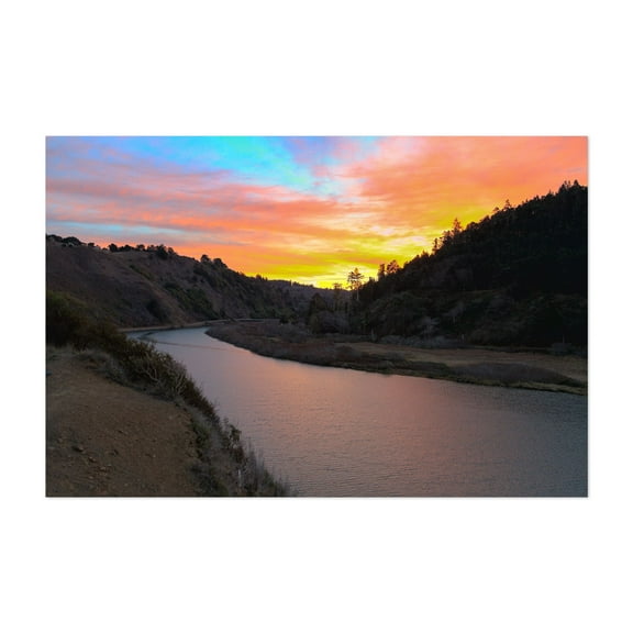 Sunrise On The Navarro River - Albion California Photography Sunset Landscape Nature Scenic Water Forest Wilderness Unframed Wall Art Print 4 x 6 inches