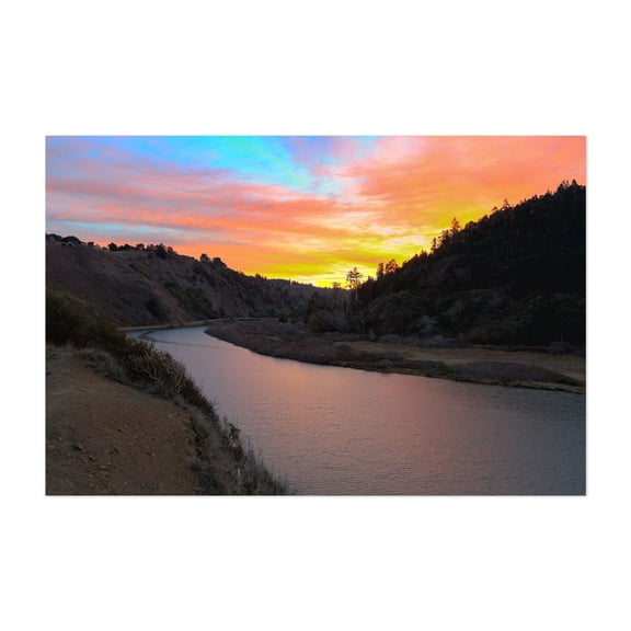 Sunrise On The Navarro River - Albion California Photography Sunset Landscape Nature Scenic Water Forest Wilderness Unframed Wall Art Print 8 x 12 inches