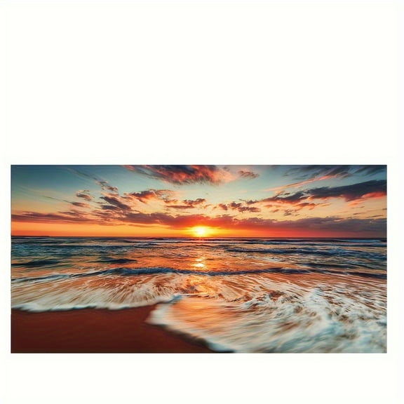 Sunrise Ocean Canvas Art Print - Large Size, Frameless Modern Beach and Waves Wall Decoration, Suitable for Living Room, Bedroom, Home Office - Vintage Landscape Poster
