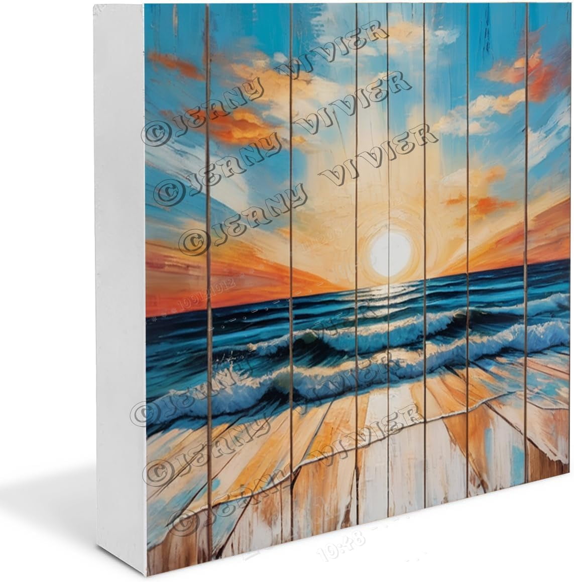 Sunrise Ocean Wave Landscape Wooden Box Sign Office Gifts Funny Beach ...