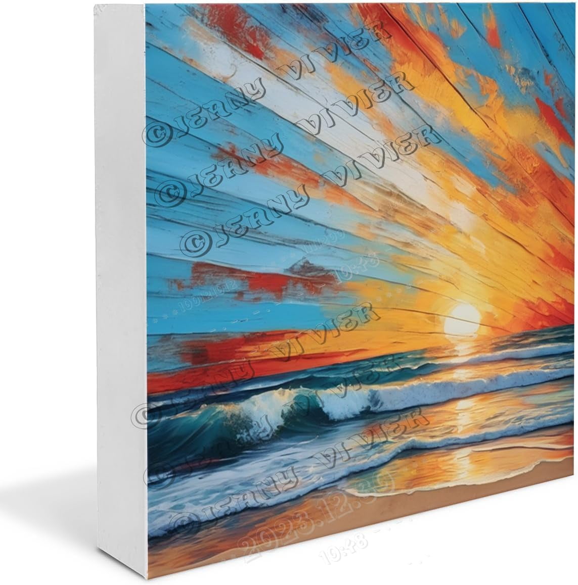 Sunrise Ocean Wave Landscape Wooden Box Sign Office Gifts Funny Beach ...