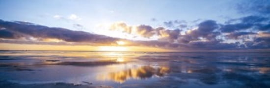 Sunrise On Beach North Sea Germany Canvas Art - Panoramic Images (18 x 6)