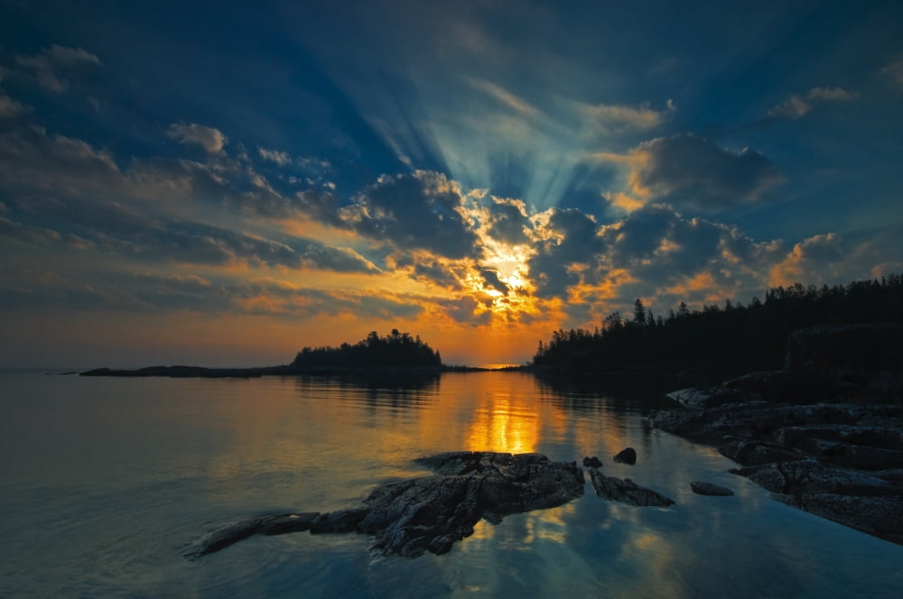 Sunrise On Georgian Bay Fathom Five National Marine Park Ontario Canvas Art - Mike Grandmaison Design Pics (18 x 12)
