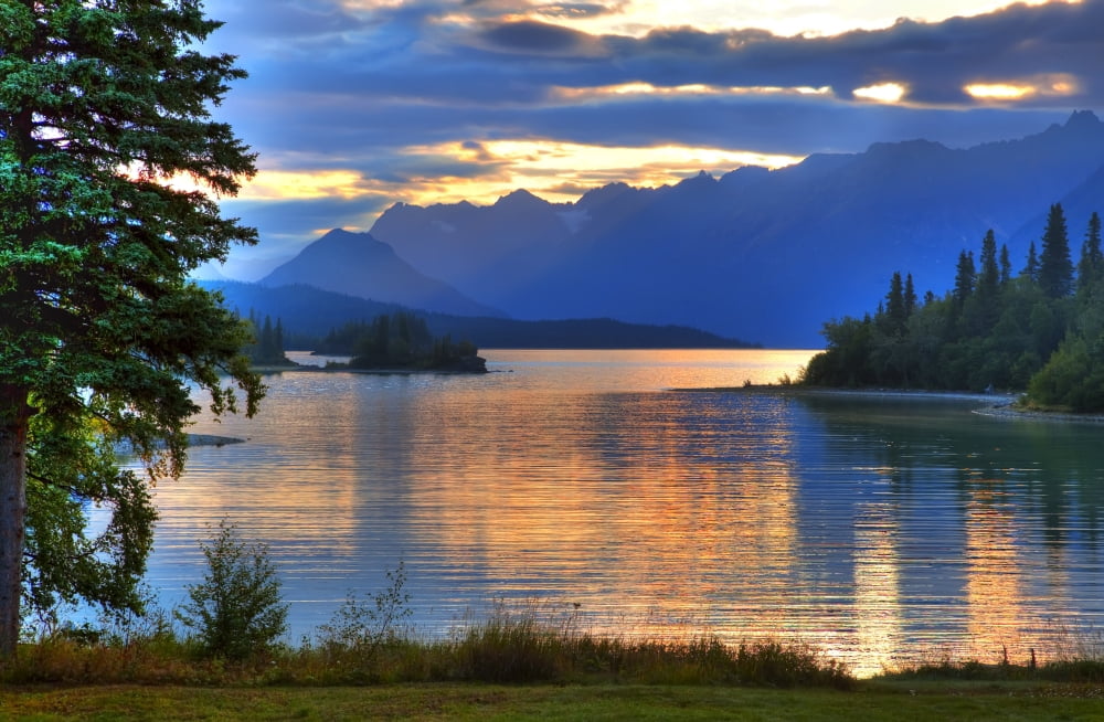 Sunrise On Lake Clark In Lake Clark National Park Southcentral Alaska Hdr Image Canvas Art - Michael Criss Design Pics (17 x 11)