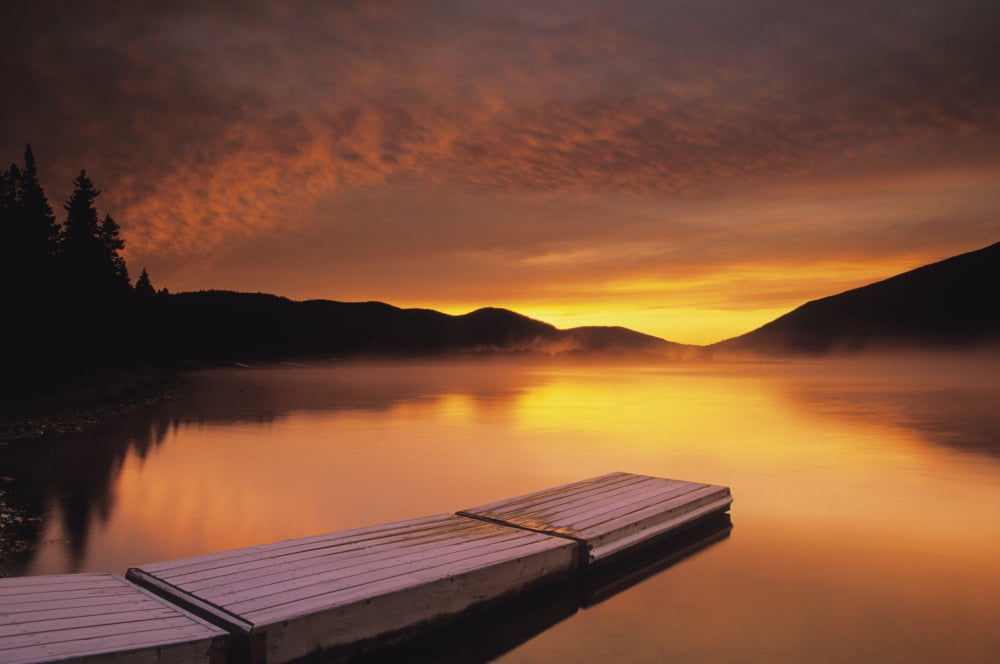 Sunrise On Nictau Lake Mount Carleton Provincial Park New Brunswick Canvas Art - Ron Watts Design Pics (34 x 22)