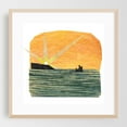 thumbnail image 1 of Sunrise over Onchan Head - Onchan Isle of Man Collage Sunset Boat Seascape Abstract Silhouette Minimalist Ocean Oak Framed Wall Art Print 16 x 16 inches, 1 of 8