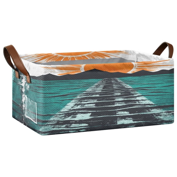 Sunrise Open Home Storage Bins Foldable Metal Frame Shelf Baskets 16.9x11.4x7.7in Water-Resistant