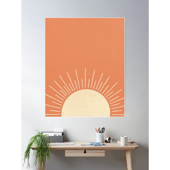 Sunrise Orange Pink Poster Wall Art, Modern Wall Decor For Living Room Bedroom, 16x24 UNFRAMED