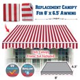 thumbnail image 1 of Sunrise Outdoor 8' x 6.4' Replacement Canopy for Manual Yard Retractable Patio Deck Awning Sunshade （Cover Only, Frame is not Included）-Red with White, 1 of 8